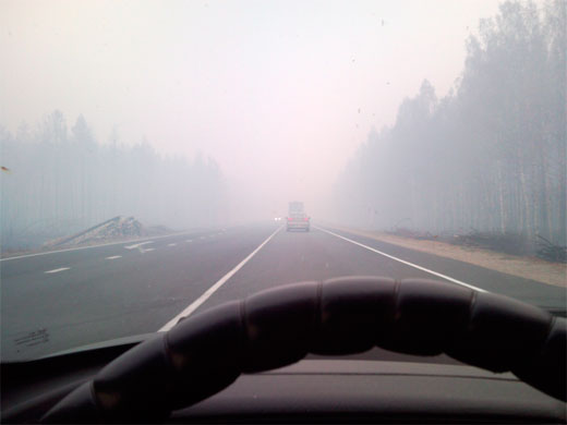 Лесные пожари и поездка на авто